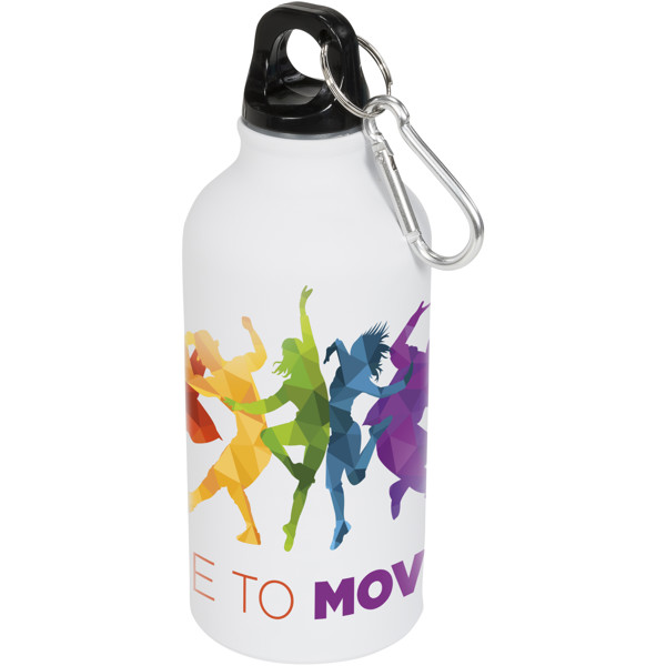 Bouteille sport mat 400ml avec mousqueton Oregon - Blanc