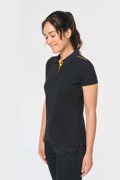 Ladies' Short-Sleeved Contrasting Daytoday Polo Shirt - White / Navy / 2XL