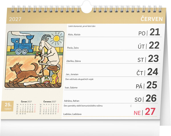 Notique Stolní Kalendář Josef Lada S Extra Velkým Kalendáriem 2027, 30 x 21 cm