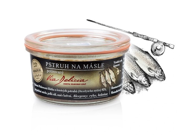 Pstruh na masle, pošírovaný 130g