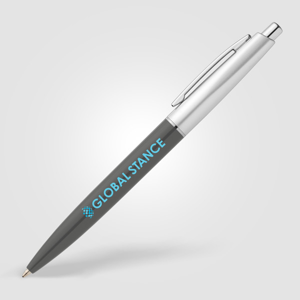 Natori Recycled Plastic Chrome Trim Pen - Grey / 4 Colour inkjet