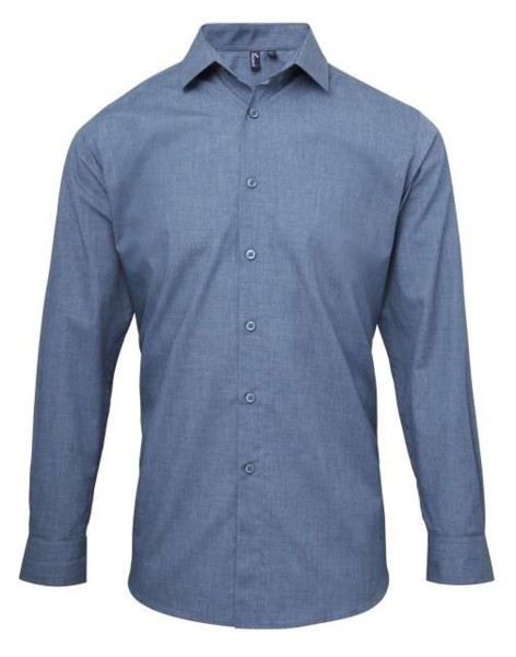 Muška poplinska košulja s roll rukavima i Cross-Dye uzorkom - Siva Denim / XS