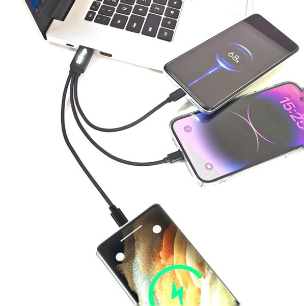 Charging USB cable LED 3in1 UC053 - WHITE