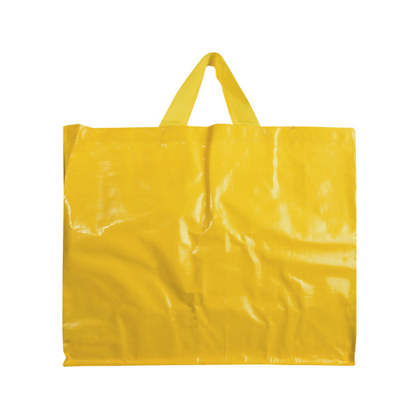 Laminated 120 G/M2 Pp Shopping Bag With Gusset And Short Ribbon Handles - Yellow