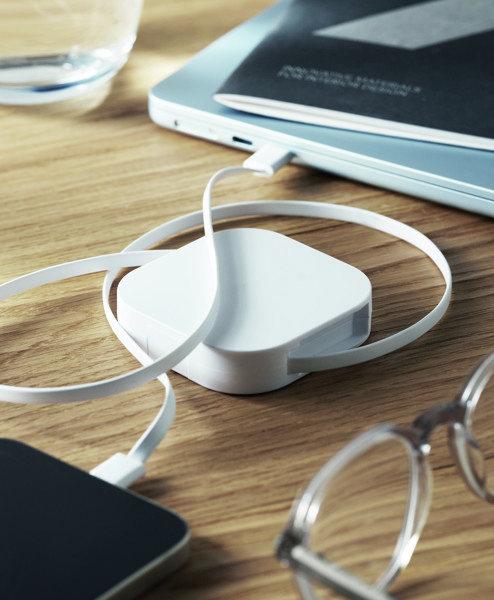 100W retractable charging cable Linea 100 - White