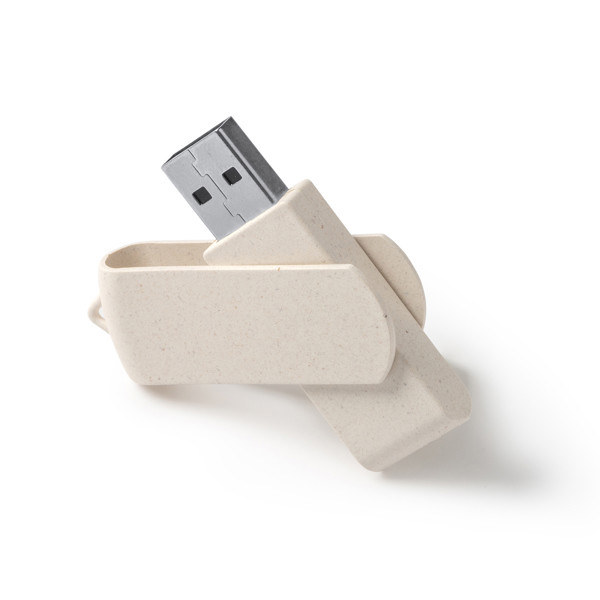 Custom wheat fiber USB flash drive 16 GB with rotating clip