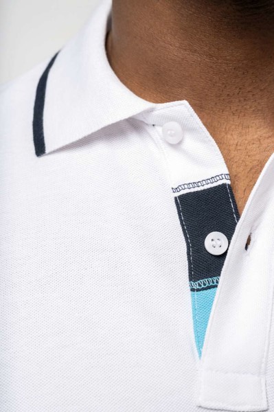 Muška polo majica kratkih rukava - Bijela / Navy / 2XL