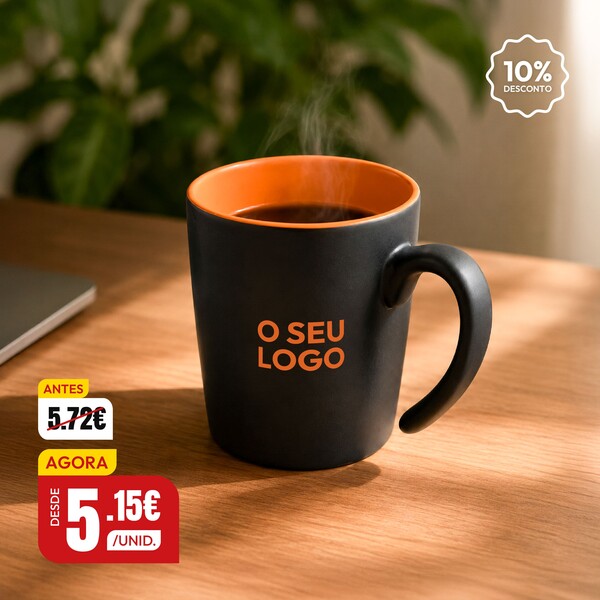 Chávena de cerâmica de 360 ml com cabo Oli - Verde / Preto 