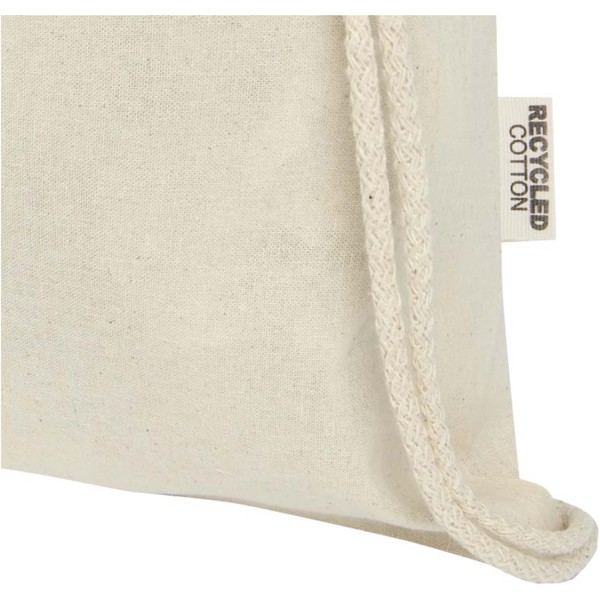 Borsa con cordoncino in cotone riciclato certificato GRS da 140 g/m² Oregon - Naturale