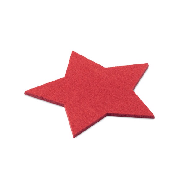 Starguard coaster set RPET, star shape - Red