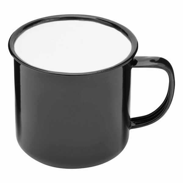Smaltovaný hrnček Retro Cup - Čierna / Biela