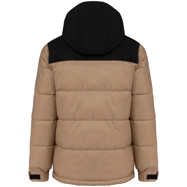 Unisex Bi-Tone Padded Jacket With Hood - Wet Sand / Black / M