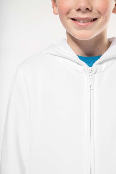 Kids Full Zip Hooded Sweatshirt - White / 10/12