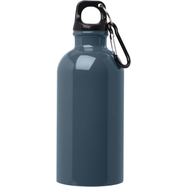Bouteille d'eau Oregon de 400 ml simple paroi en acier recyclé certifié RCS avec mousqueton - Bleu hale