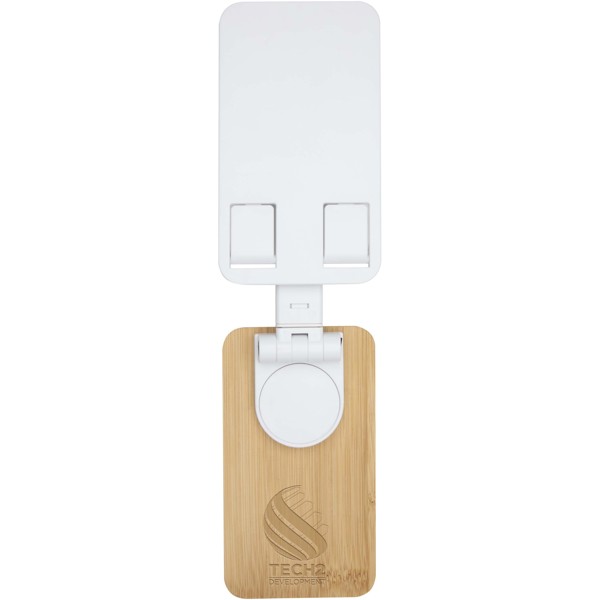 Alfirk Klappbare Smartphonehalterung  aus recyceltem Kunststoff mit Bambusdetails - weiss
