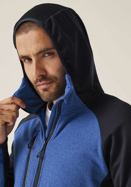 X-Pro Coldspring Ii Hybrid Performance Stretch Hooded Fleece Jacket - Oxford Blue Marl / Navy / 3XL