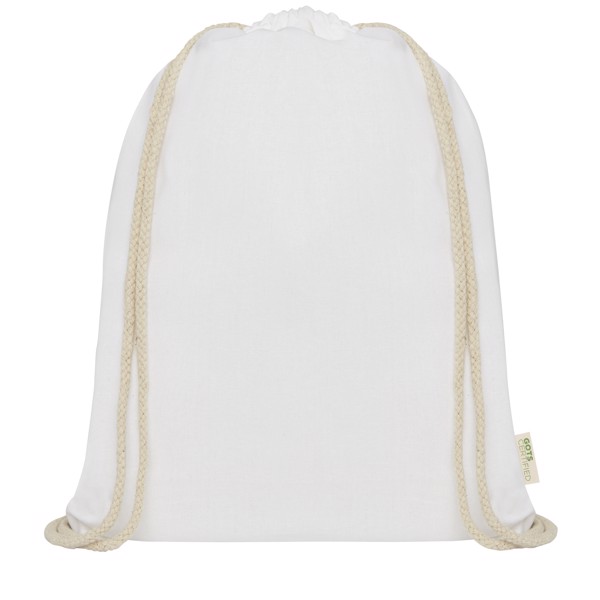 Sac à dos avec cordon en coton organique Orissa 140 g/m² 5L - Blanc