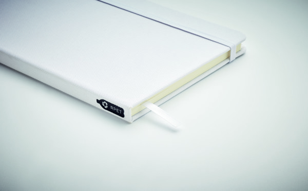 Capa  notebook A5 600D RPET Note Rpet - Branco