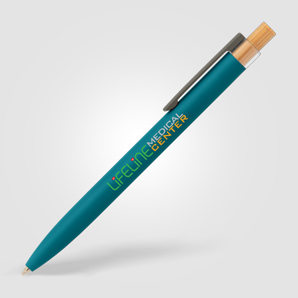 Stylo Reborn en aluminium recyclé - Sarcelle / Jet d’encre 4 couleurs