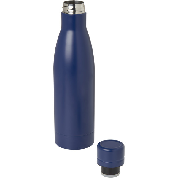 Bouteille isotherme Vasa en acier inoxydable recyclé certifié RCS de 500 ml avec isolation par le vide et couche de cuivre - Bleu