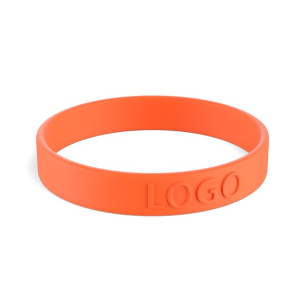 Customised silicone wristbands (12mm width) - Orange / 20x1.2x0.2cm