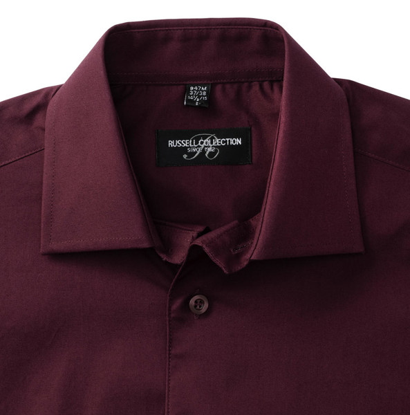 Fitted Short Sleeve Stretch Shirt - White / 4XL