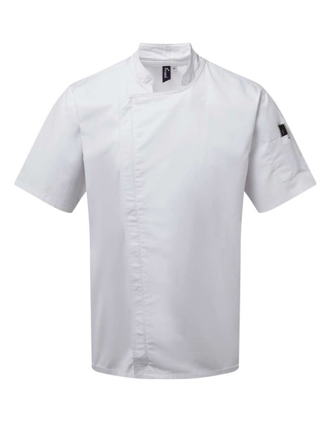Chef's Zip-Close Short Sleeve Jacket - White / L