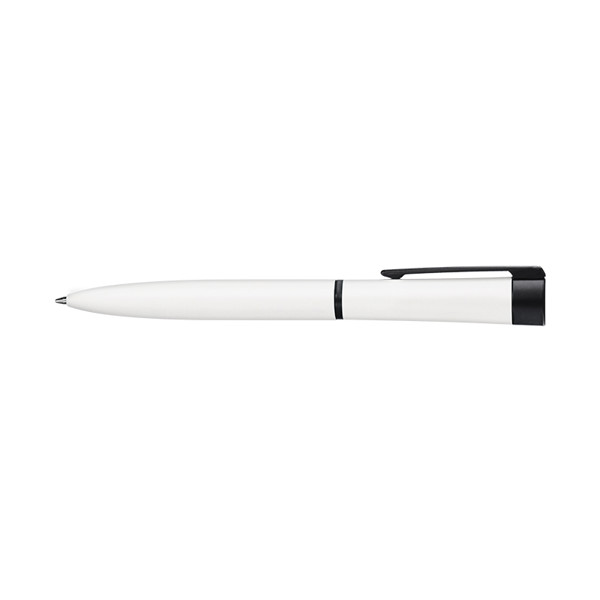 STYLO BILLE ECRITURE BLEU CORPS ET CLIP METAL - Blanc