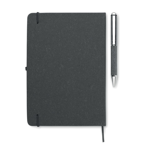 Eleganote notebook set A5, recycled leather - Black