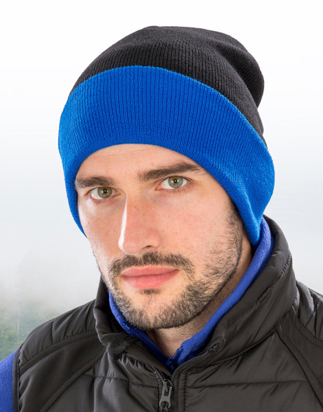 Recycled Black Compass Beanie - Black / Grey / ONE SIZE