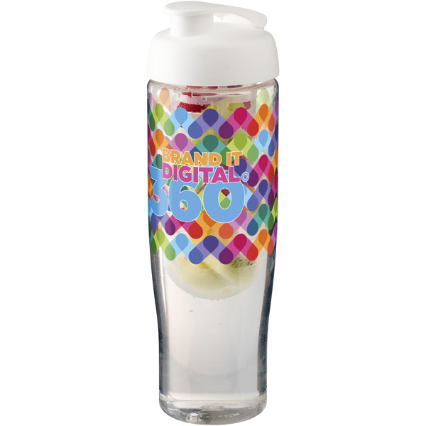Garrafa desportiva e infusor com tampa Flip de 700 ml H2O Tempo® - Transparente / Branco