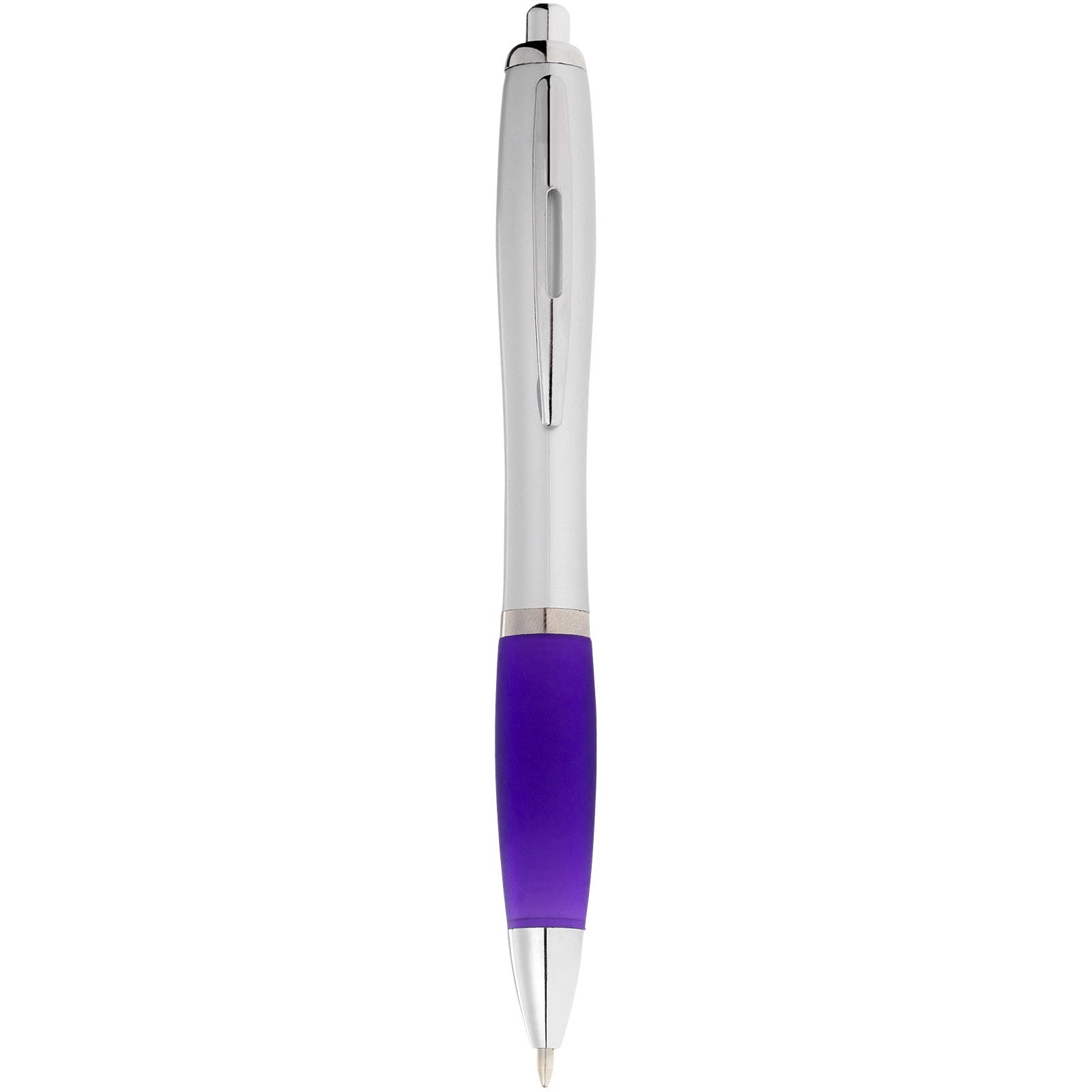 Stříbrné kuličkové pero Nash s barevným úchopem - Purpurová / Stříbrný
