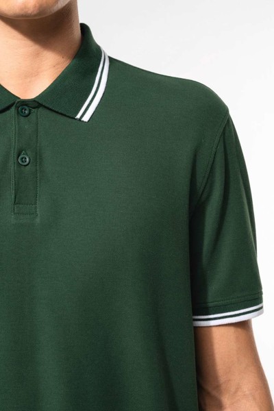 MUŠKA POLO MAJICA KRATKIH RUKAVOVA S KONTRASTNIM OBRUČKOM - Bijela / Crna / 2XL