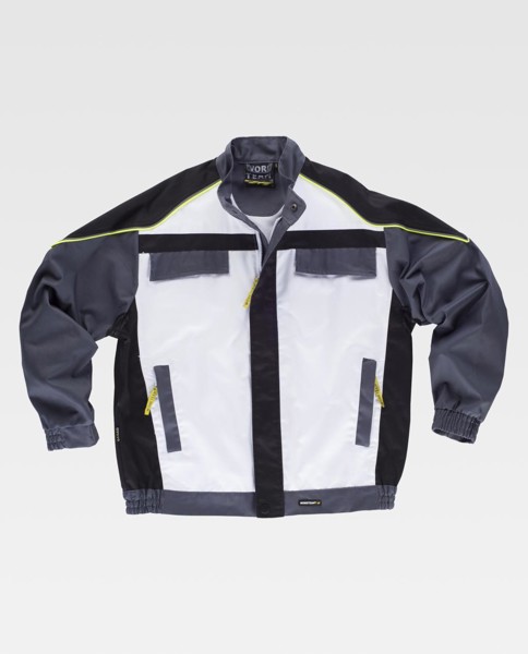 Casaco Tricolor com Debruns de Alta Visibilidade - Branco / Preto sólido / Cinza 