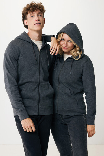 Mikina na zips s kapucňou Iqoniq Abisko z recykl. bavlny - Heather Anthracite / XS