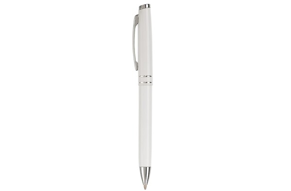 Pen set 2 stripes barrel metal - White