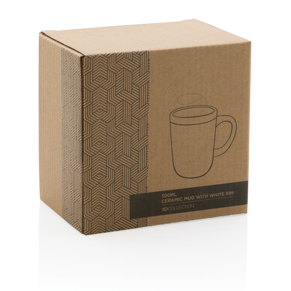 Mug 300ml en céramique avec bord blanc - Bleu / Blanc