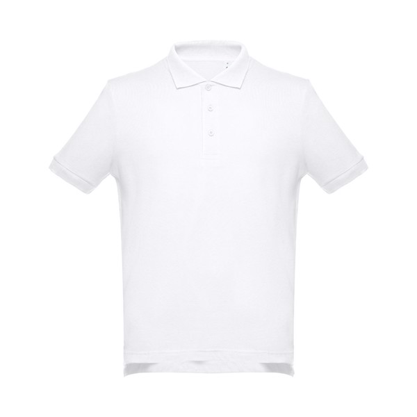THC ADAM WH. Men's short-sleeved cotton piqué polo shirt. White - White / S
