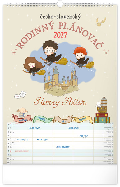 Notique Nástěnný Kalendář Rodinný Plánovací Harry Potter Xl 2027, 33 x 46 cm