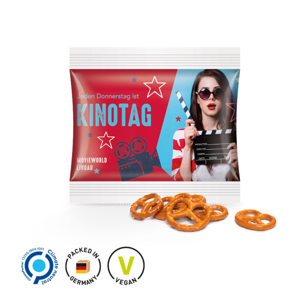 Snack Midi Bag, Compostable Foil, Salt Pretzels - White