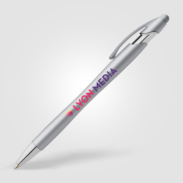 La Jolla Softy Monochrome Metallic Pen w/Stylus - Silver / Silkscreen