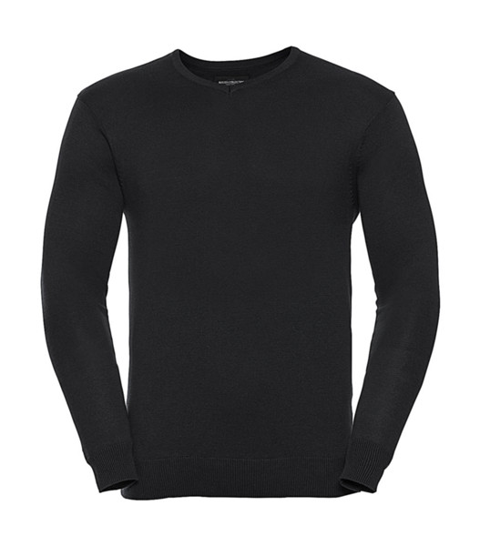 Men's V-Neck Knitted Pullover - Black / XS