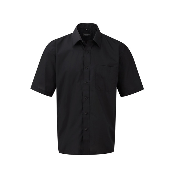 Camisa Popeline Homem Manga Curta 110G - 65% Poliéster/ 35% Algodão - Preto / S