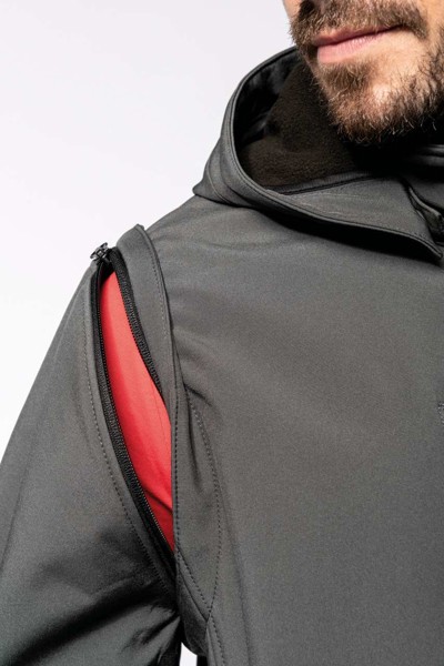 Unisex 3-Layer Softshell Hooded Jacket With Removable Sleeves - Titanium / 5XL
