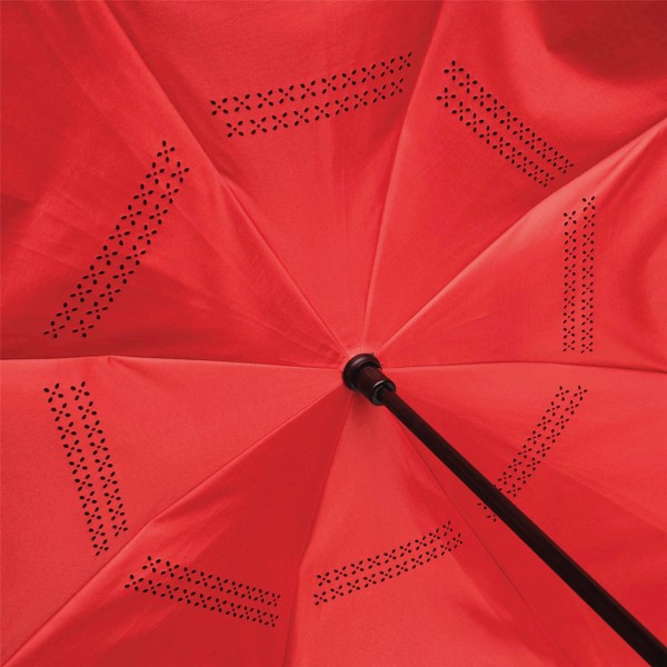 Stick umbrella, reversed close, 109 cm diameter - Black / Red