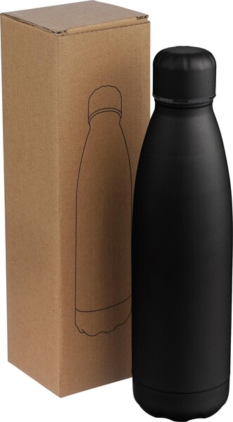 Recycled double-walled drinking bottle 500 ml Sunny - black