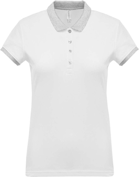 Ženska dvobojna piqué polo majica - Bijela / Light Siva / L