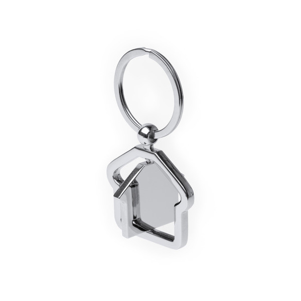 Personalised rotating house-shaped metal keyring