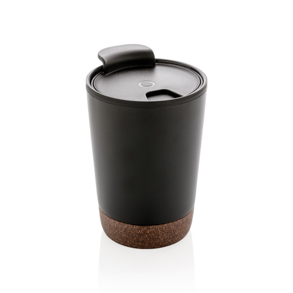Korkový termohrnek z GRS recykl. plastu a oceli - Černá
