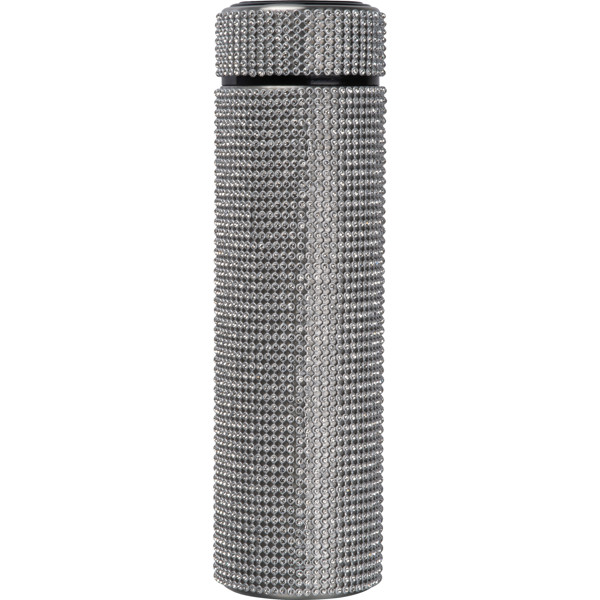 Large stainless steel drinking bottle with rhinestone accents SYLWIA - Silvergrey